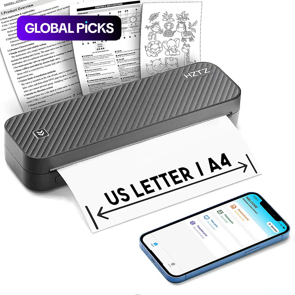 Portable A4 Handheld Printer, 1 Set USB Rechargeable Wireless Photo Printer, Bluetooth-Compatible Travel Printer for Windows System, Office Accessories #GLOBAL PICKS