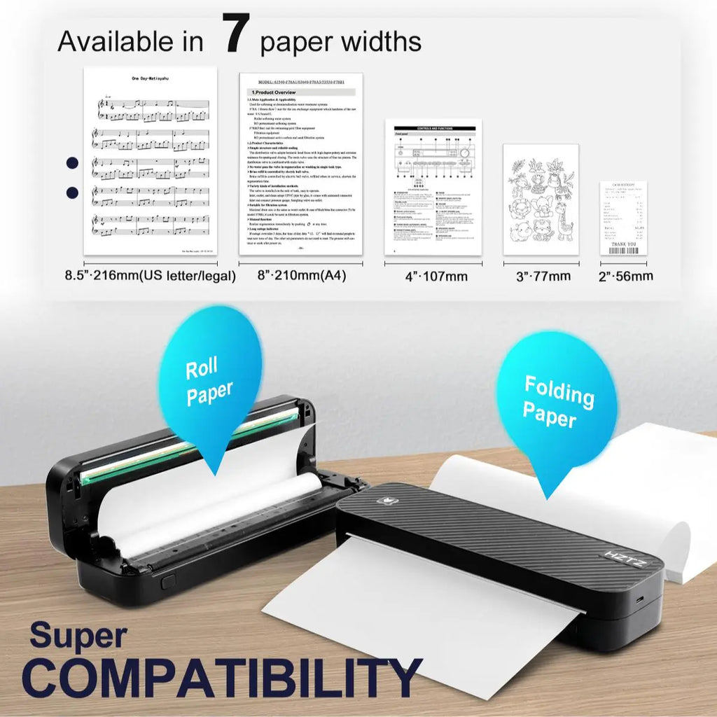 Portable A4 Handheld Printer, 1 Set USB Rechargeable Wireless Photo Printer, Bluetooth-Compatible Travel Printer for Windows System, Office Accessories #GLOBAL PICKS