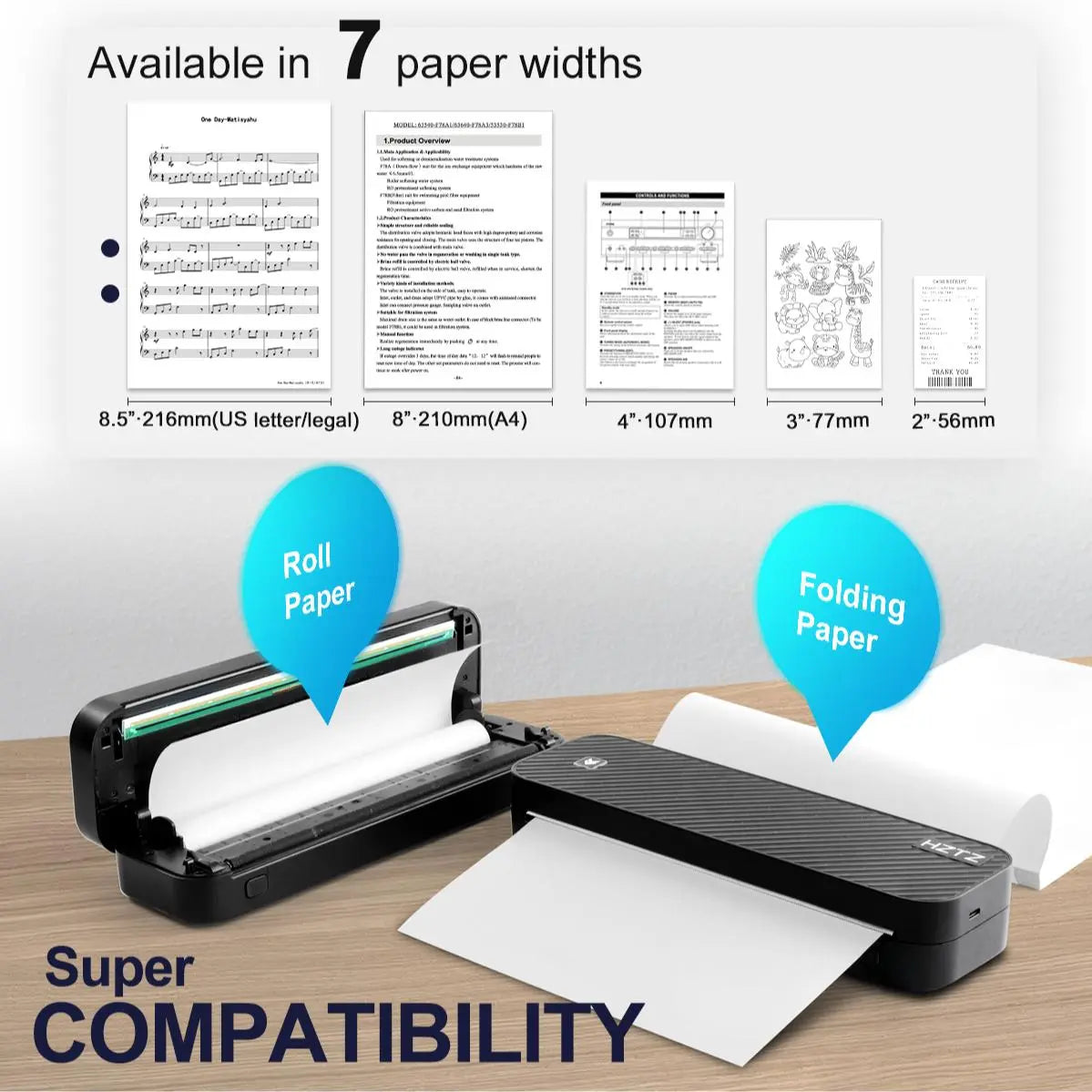 Portable A4 Handheld Printer, 1 Set USB Rechargeable Wireless Photo Printer, Bluetooth-Compatible Travel Printer for Windows System, Office Accessories #GLOBAL PICKS