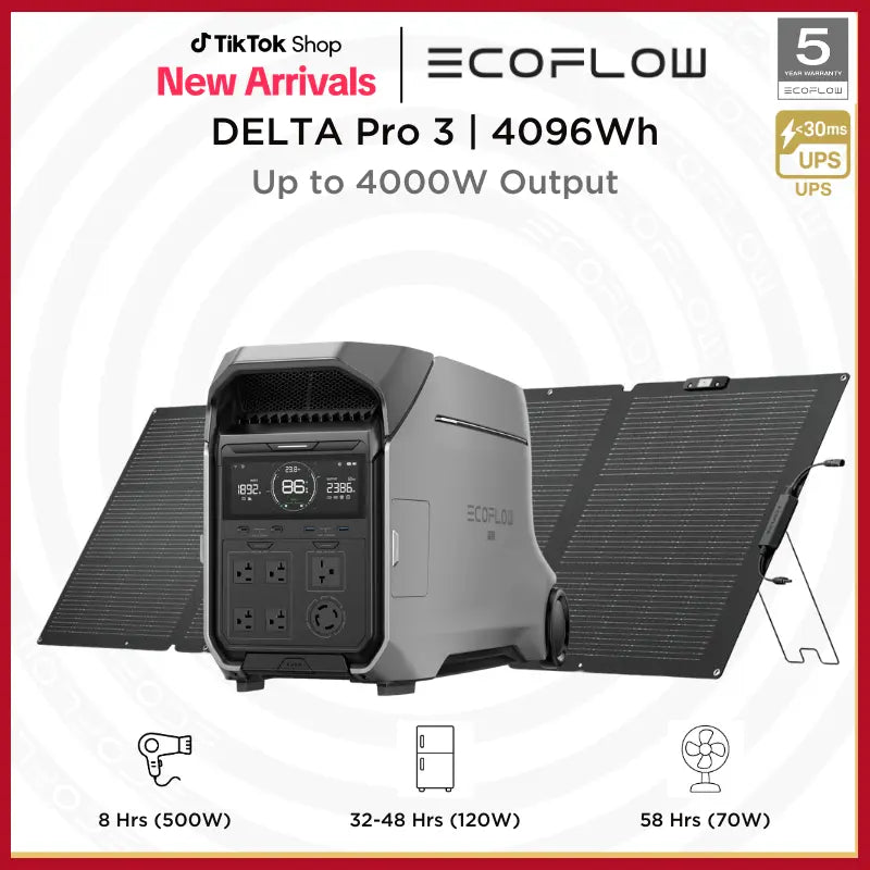 EF Ecoflow DELTA Pro 3 Portable Power Station, 4000Wh LFP Battery, Expandable to 48Kwh, 120/240V 4000W AC Output, Solar Generator for Home Use