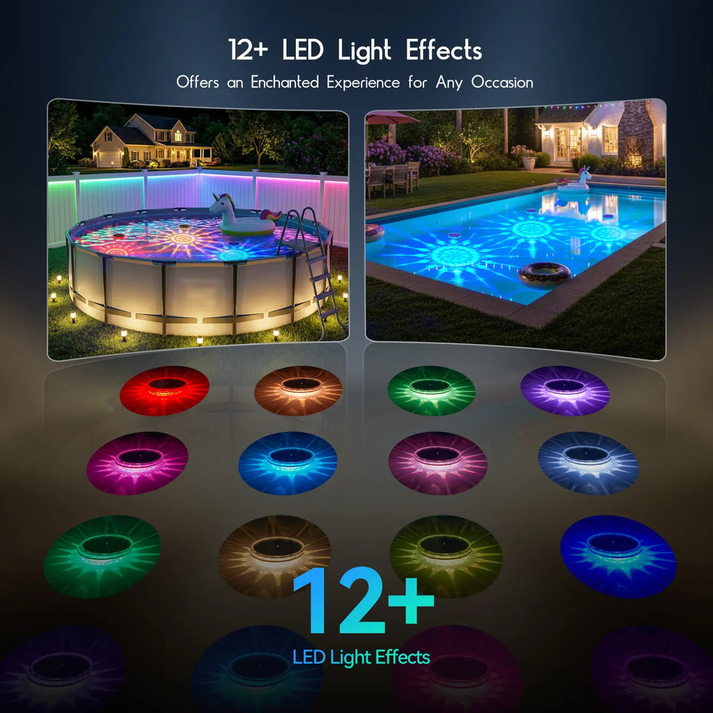 Solar Floating Pool Lights, RGB Pool Lights with Remote Control, IP68 Waterproof for Above-Ground Pools, Pool Parties, Inground Pools & Hot Tubs