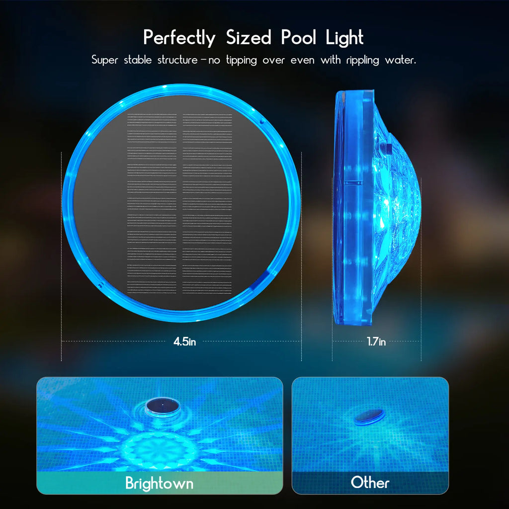 Solar Floating Pool Lights, RGB Pool Lights with Remote Control, IP68 Waterproof for Above-Ground Pools, Pool Parties, Inground Pools & Hot Tubs