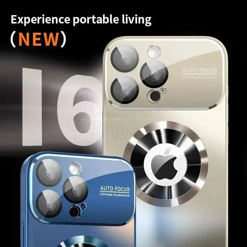 Luxury Matte Titanium Metallic Case, New Arrival, Compatible with Iphone 17, 16, 15, 14, 13, 12 Pro Max & Plus, with Glass Camera Lens Protector, Magsafe, Anti-Slip Protective Case