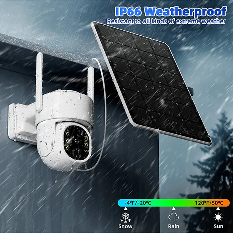 No Wifi Solar Camera 4G LTE Cellular Solar 4MP/3K Security Camera, No Wifi Required, Solar Cell Battary Powered Outdoor Camera, 360° View, AI Tracking, Color Night Vision, Built-In 4G SIM Card and SD Card