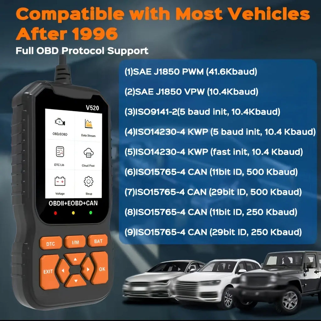 OBD2 Scanner Live Data Professional Mechanic OBDII Diagnostic Code Reader Tool for Check Engine Light Cloud Printing Daul UI Mode