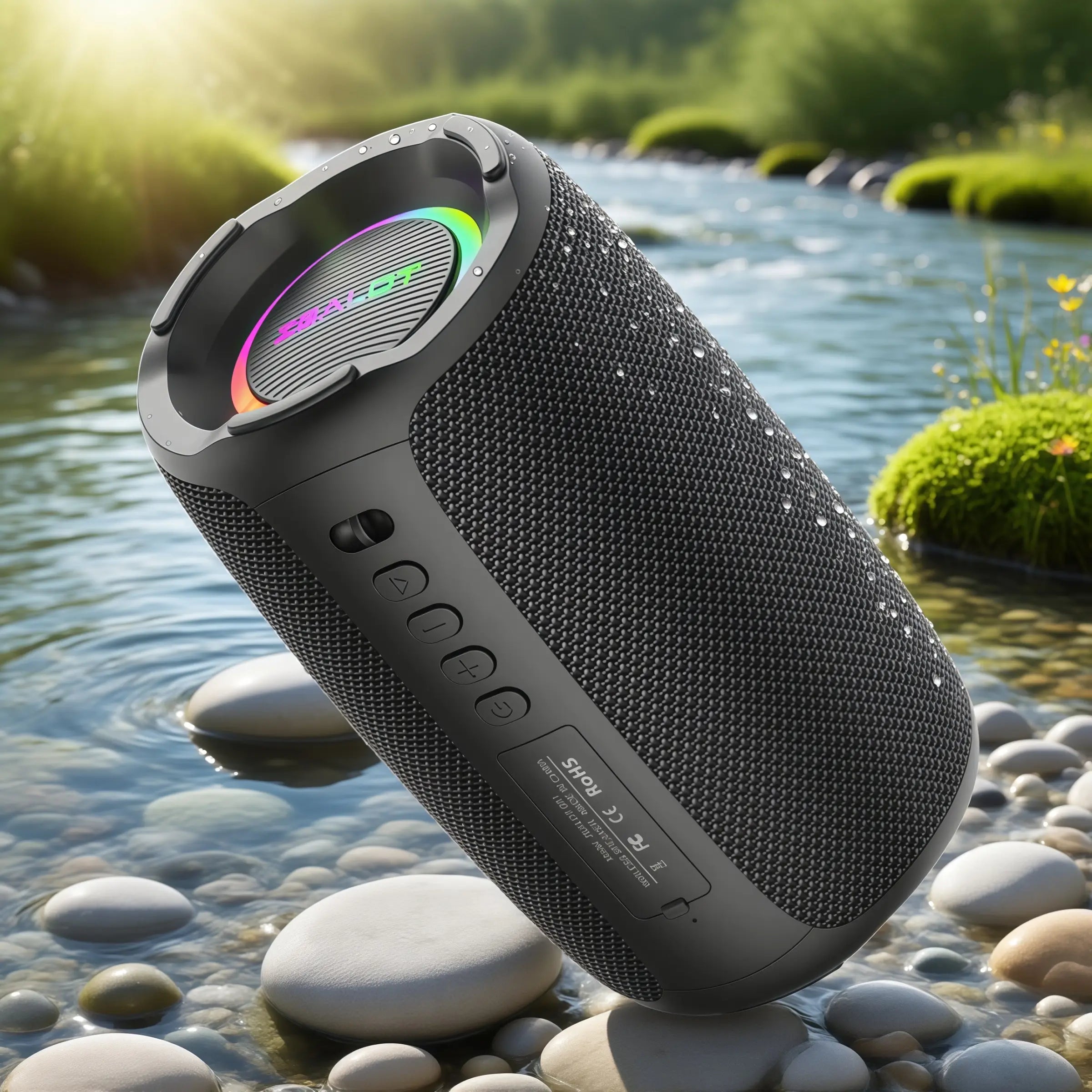 ZEALOT Outdoor Wireless Speaker - Portable Bluetooth Speaker, Portable Waterproof Speakers With, Booming Stereo Sound, IPX4 Waterproof, 10 Hours of Playtime, 3600Mah Battery, RGB Lighting - Ideal for Home, Outdoor, Camping, Hiking