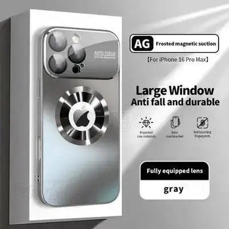 Luxury Matte Titanium Metallic Case, New Arrival, Compatible with Iphone 17, 16, 15, 14, 13, 12 Pro Max & Plus, with Glass Camera Lens Protector, Magsafe, Anti-Slip Protective Case