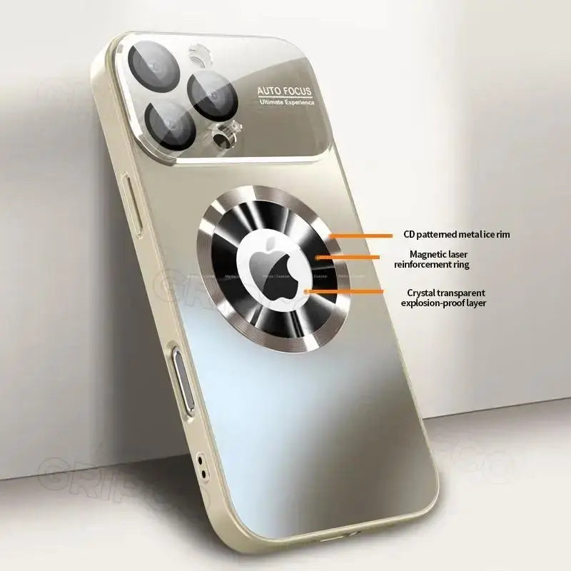 Luxury Matte Titanium Metallic Case, New Arrival, Compatible with Iphone 17, 16, 15, 14, 13, 12 Pro Max & Plus, with Glass Camera Lens Protector, Magsafe, Anti-Slip Protective Case