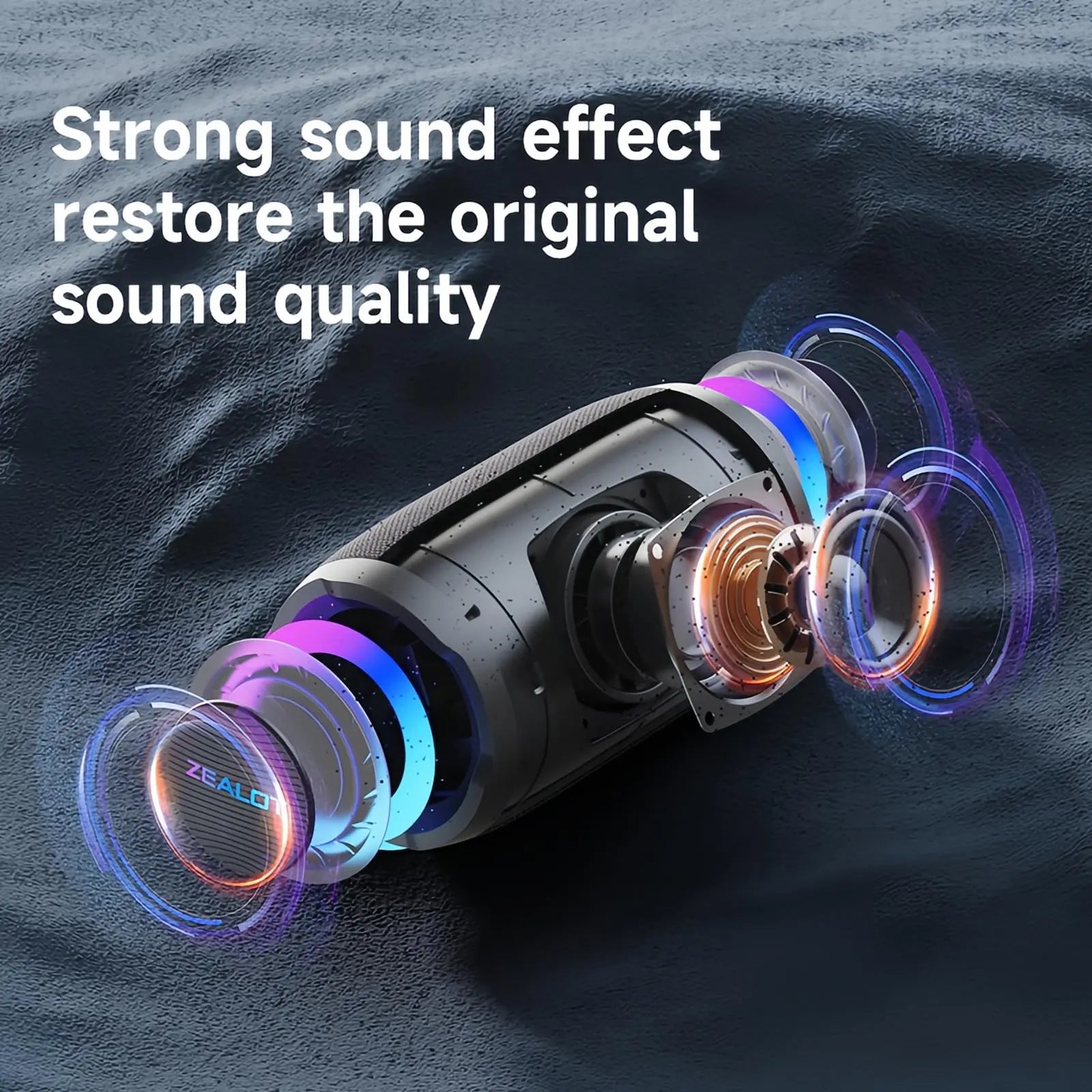 ZEALOT Outdoor Wireless Speaker - Portable Bluetooth Speaker, Portable Waterproof Speakers With, Booming Stereo Sound, IPX4 Waterproof, 10 Hours of Playtime, 3600Mah Battery, RGB Lighting - Ideal for Home, Outdoor, Camping, Hiking