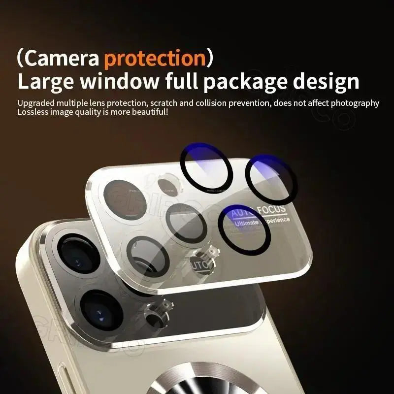 Luxury Matte Titanium Metallic Case, New Arrival, Compatible with Iphone 17, 16, 15, 14, 13, 12 Pro Max & Plus, with Glass Camera Lens Protector, Magsafe, Anti-Slip Protective Case