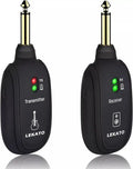 LEKATO Wireless Guitar System Built-In Rechargeable 4 Channels Wireless Guitar Transmitter Receiver for Electric Guitar Bass Violin(A8)