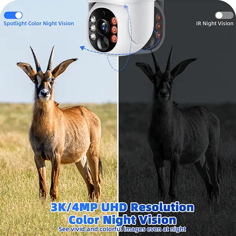 No Wifi Solar Camera 4G LTE Cellular Solar 4MP/3K Security Camera, No Wifi Required, Solar Cell Battary Powered Outdoor Camera, 360° View, AI Tracking, Color Night Vision, Built-In 4G SIM Card and SD Card