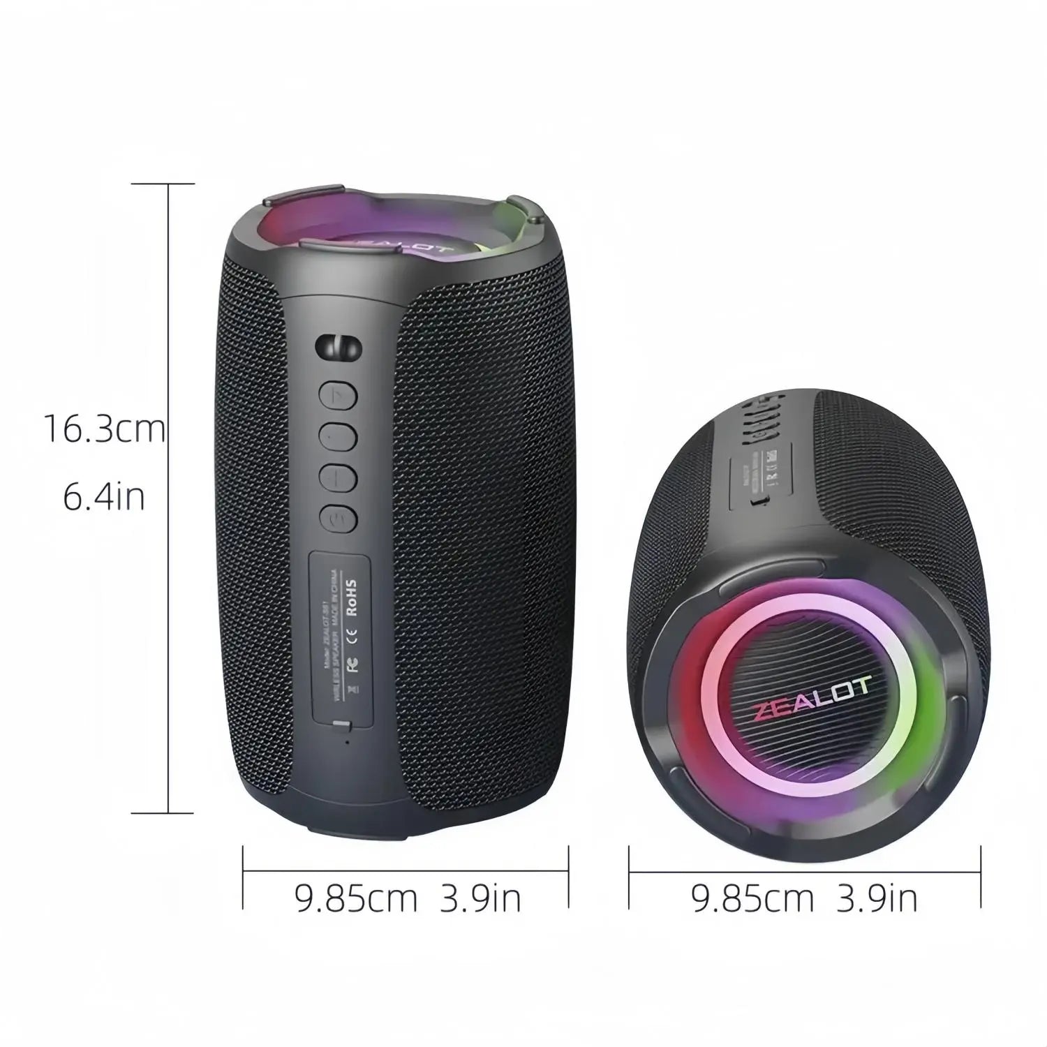 ZEALOT Outdoor Wireless Speaker - Portable Bluetooth Speaker, Portable Waterproof Speakers With, Booming Stereo Sound, IPX4 Waterproof, 10 Hours of Playtime, 3600Mah Battery, RGB Lighting - Ideal for Home, Outdoor, Camping, Hiking