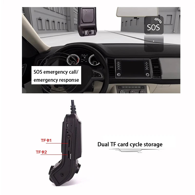 OEM Wholesale Firecore HX-880 Car Black Box Dash HD 1080P DSM ADAS Dashcam AI 4G Front and Back Car Camera Dual Dash Cam