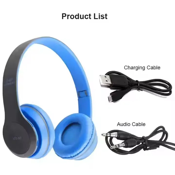 Hot Selling P47 Wireless Headphones  Foldable Noise Cancelling Wireless Headphone Microphone Storage Card Slot Sports Earphone