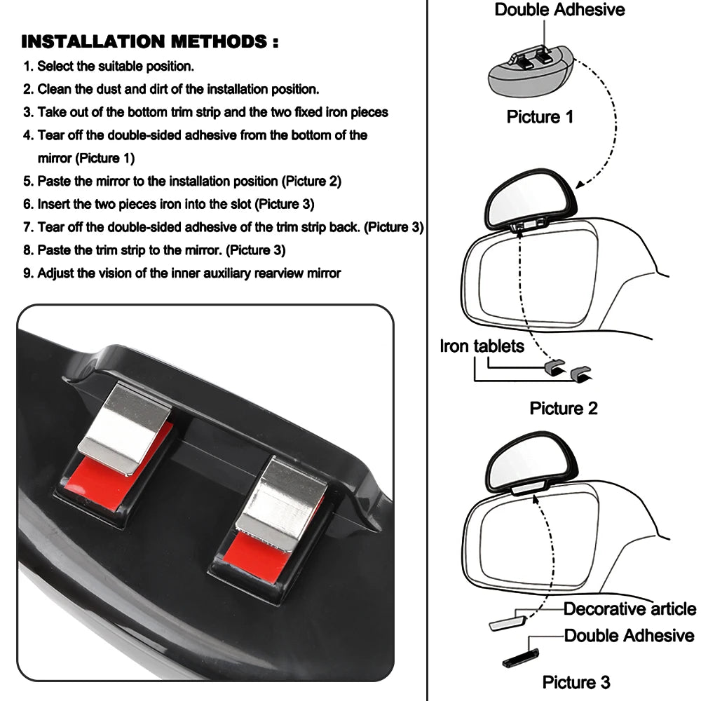 Convex Glass Car Auxiliary Mirrors Rear View Blind Spot Dead Angle Tools Snap Way for Parking PDC Assist Automobile Accessories