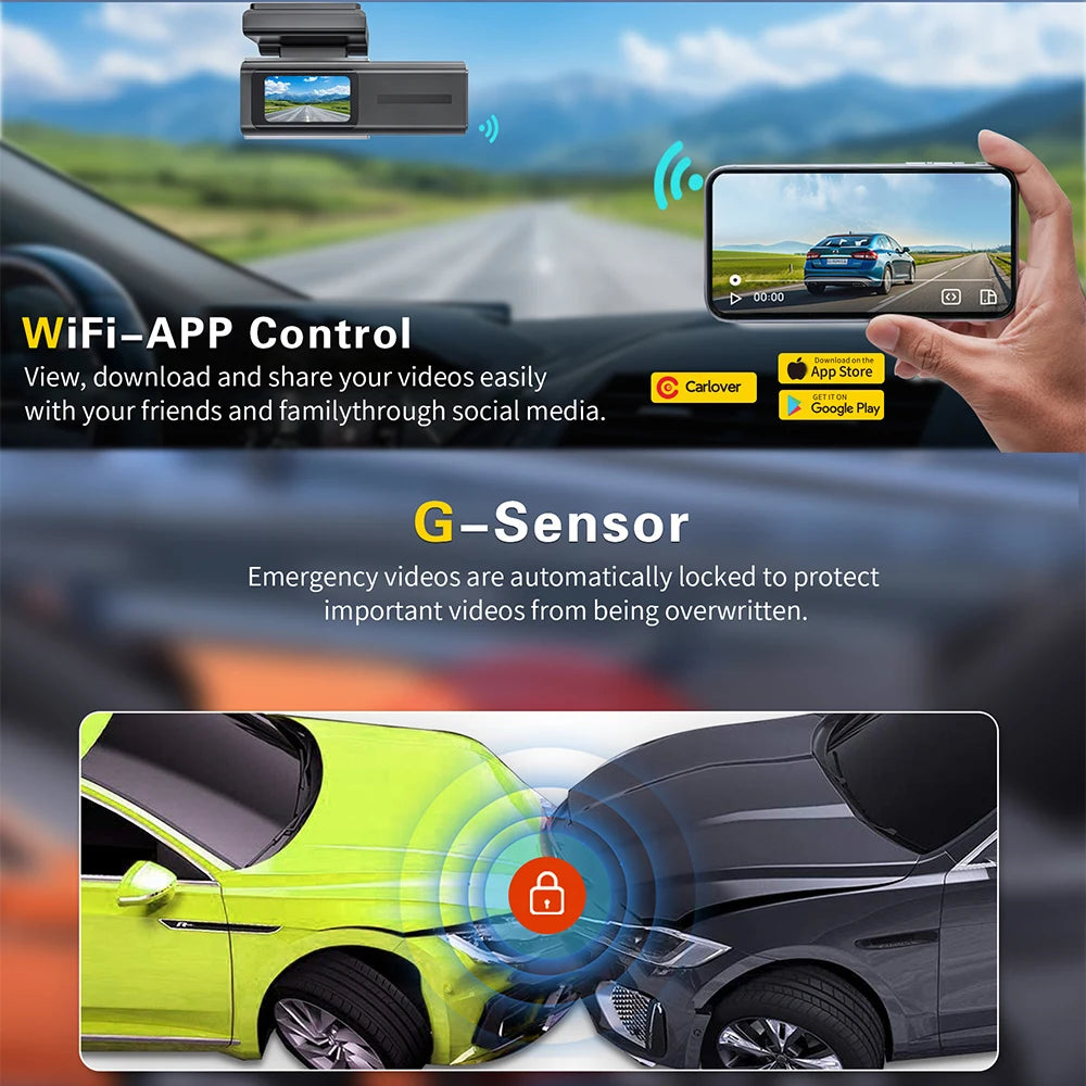 4k Car Camera Wifi Dash Cam 4k Front and Rear Camera Dashcam Dash Smart WiFi Dash Camera 4k Car Dashcam 4k Camera for Cars