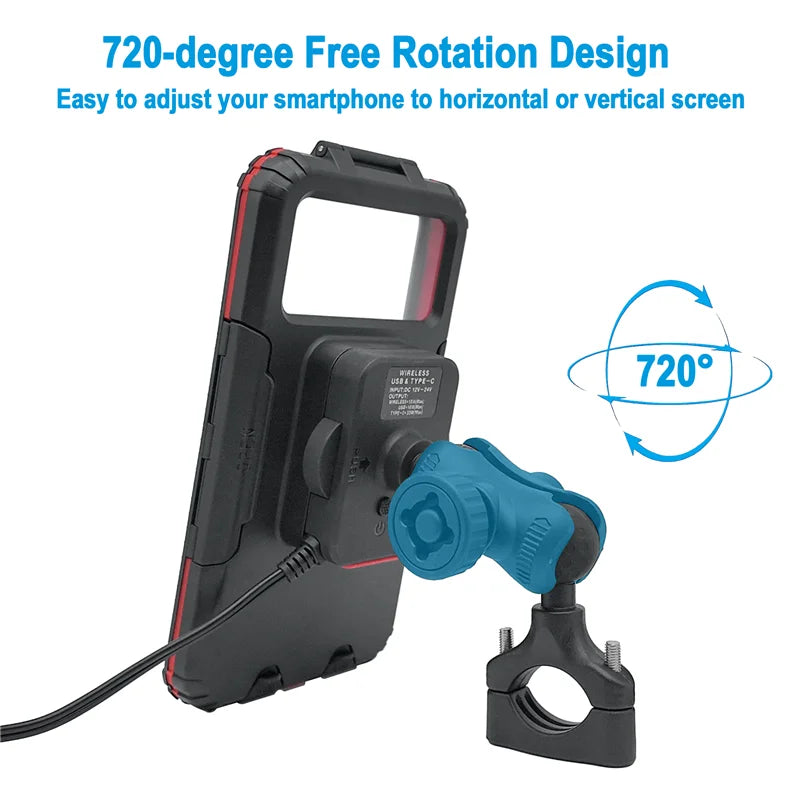Multi-functional Motorbike Phone Holder Wireless Charger & Phone Case