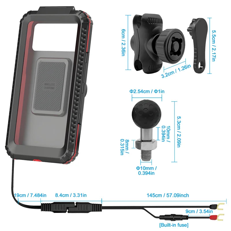 Multi-functional Motorbike Phone Holder Wireless Charger & Phone Case