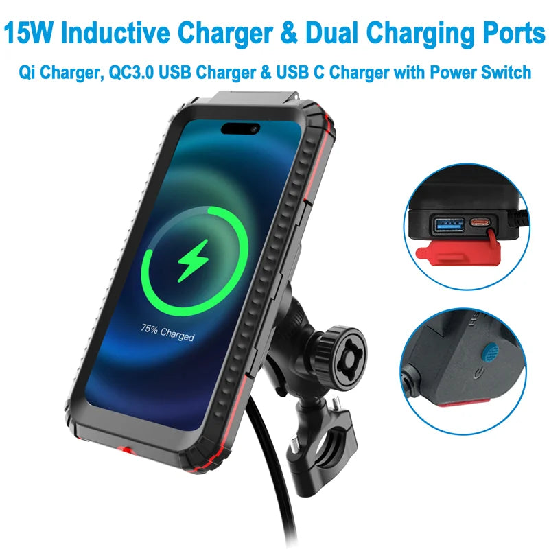 Multi-functional Motorbike Phone Holder Wireless Charger & Phone Case