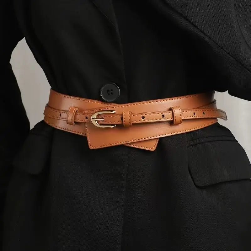 Autumn and winter women's waist cincher accessory, matches skirts, waist-shaping magic down coat, wide waist belt, women's black