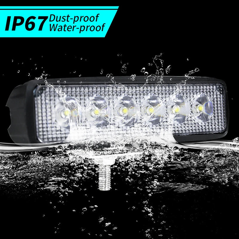 LED Work Light Strip, 6000K White Flood/Spot Bar, IP67 Waterproof, For Off-Road And Automotive Use
