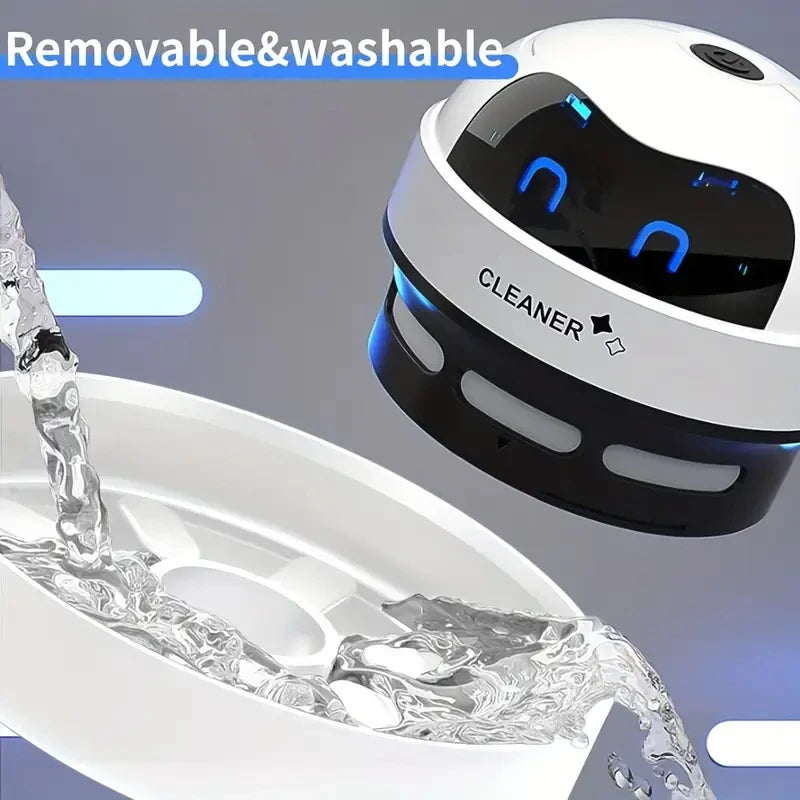 Mini Desktop Vacuum Cleaner Portable USB Rechargeable Battery Powered Robot Cute Shape Silent Pick Up Small Objects Debris Gift