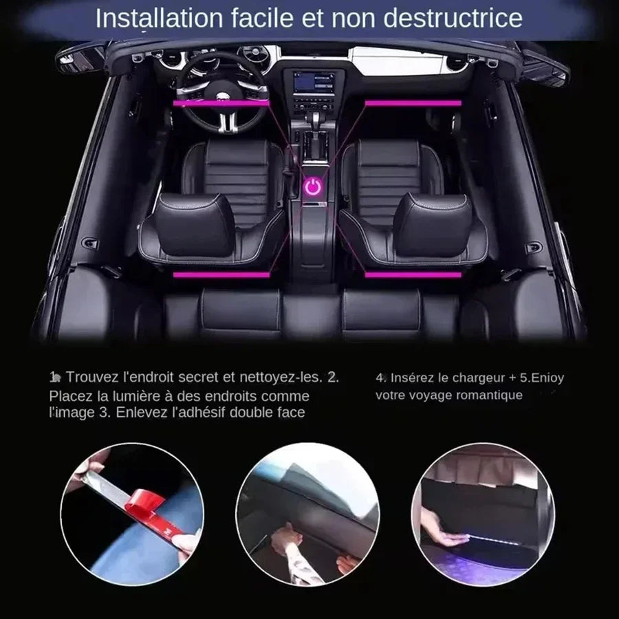 LED Car Interior Ambient Light 18 LEDs USB Footwell Light Neon Auto Seat Floor Decorative Atmosphere Interior Trim Strips Lamp