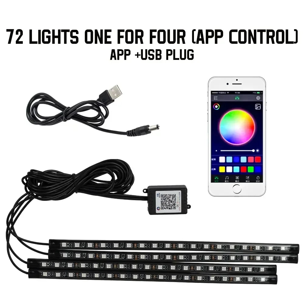 Car Interior Led Strip Lights for Auto RGB Light Kit with APP/Remote Control Environmental Lights Car Interior Decorations Light