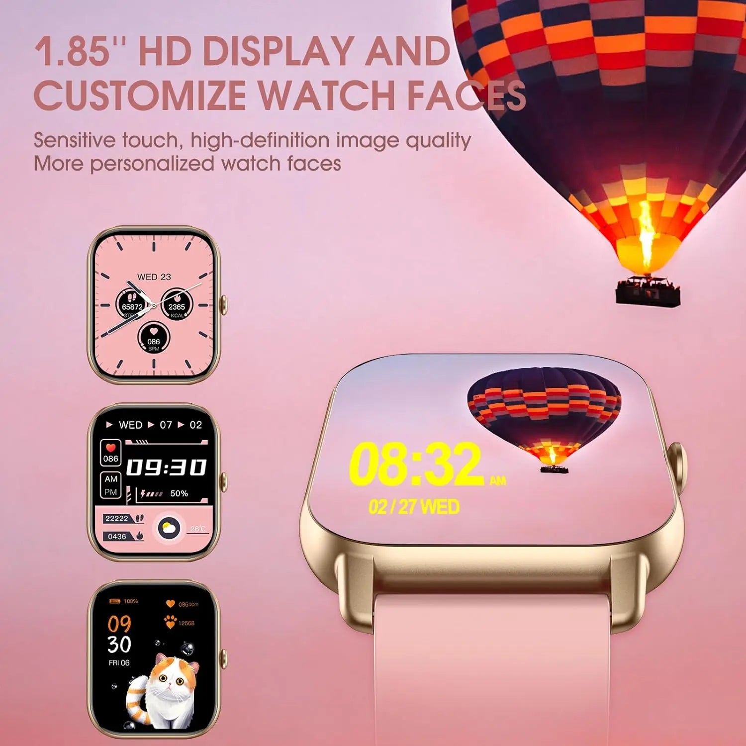 P66 Smart Watch 1.85" | 100+ Sport Modes | IP68 Waterproof Ultra Thin | Fitness Activity Tracker for iOS Android