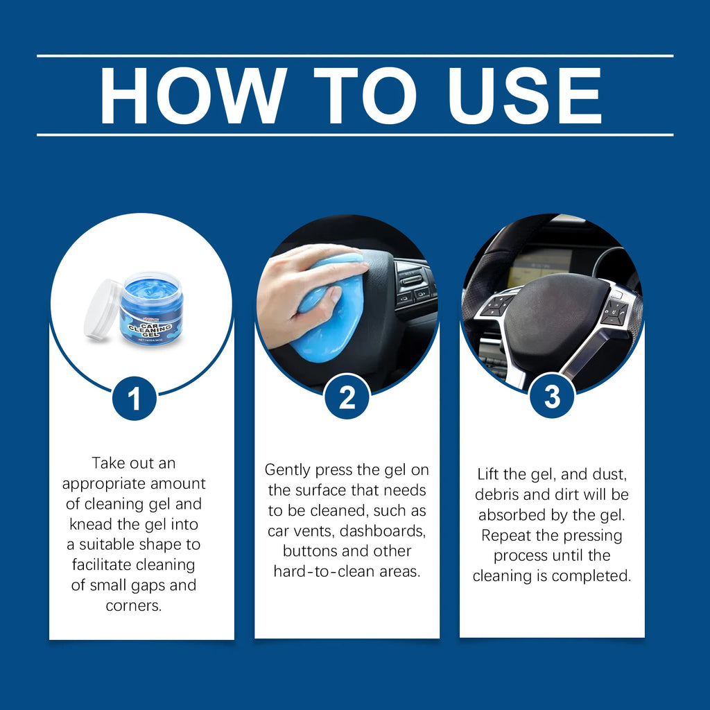 Car Cleaning Gel - Multi-Purpose Soft Adhesive For Air Vents & Interior Crevices, Dust Remover For Vehicle Care (147g)