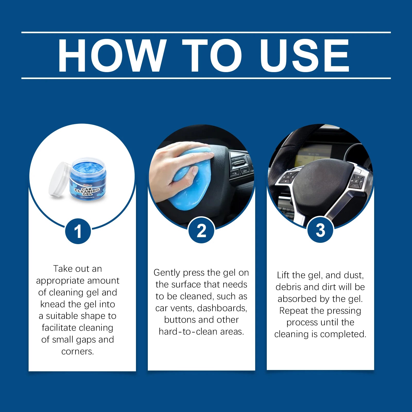 Car Cleaning Gel - Multi-Purpose Soft Adhesive For Air Vents & Interior Crevices, Dust Remover For Vehicle Care (147g)