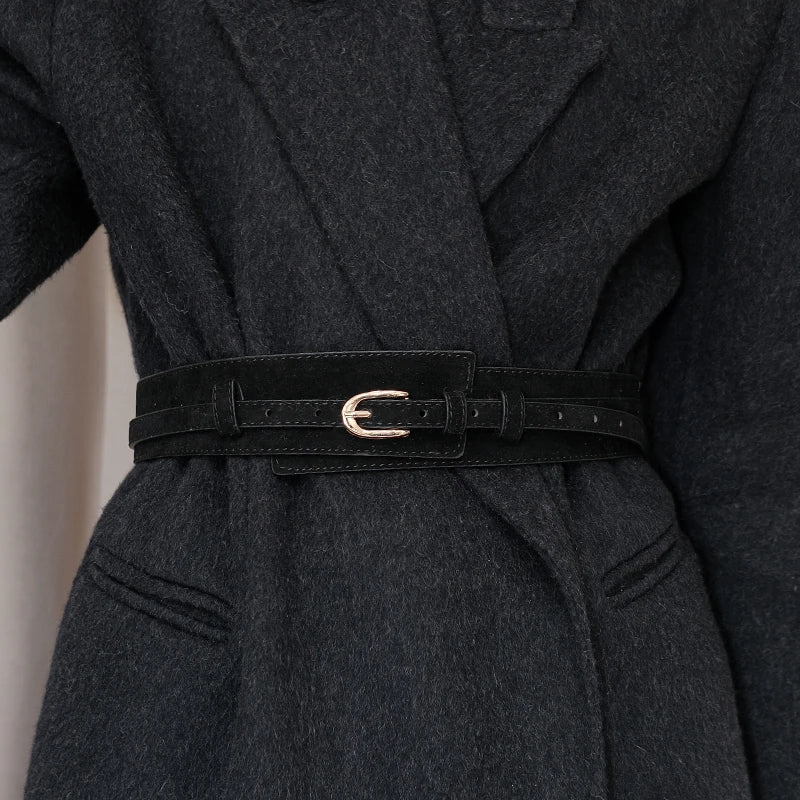 Autumn and winter women's waist cincher accessory, matches skirts, waist-shaping magic down coat, wide waist belt, women's black