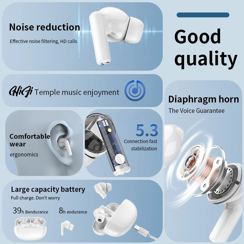 Wireless Bluetooth headset TWS headset with microphone stereo sports in-ear headset touch long standby for all smartphones