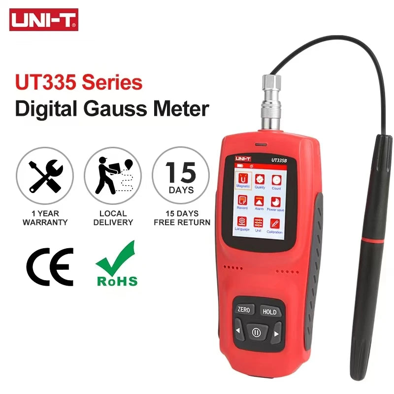 UNI-T Handheld Digital Gauss Meter UT335A UT335B UT335C 0-3000mT Automatic Manual Zeroing For Magnetic Field Detection