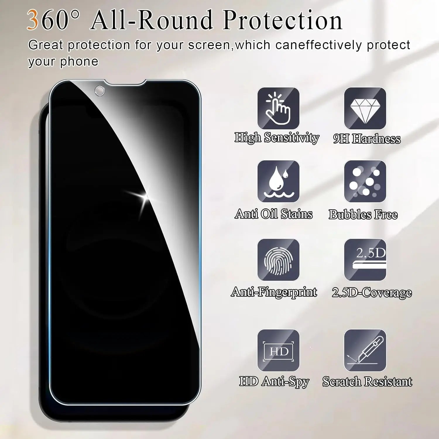 For iPhone 17e Anti Spy Tempered Glass Protector Privacy Screen Glass