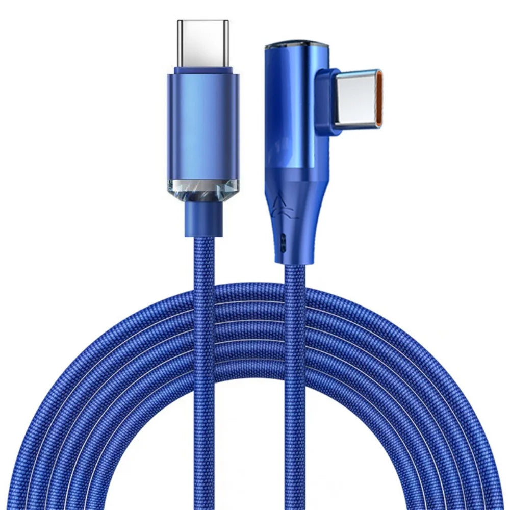 120W 6A USB C To Type C PD Charging Wire Fast Charging Type C To Type C 90 Degree Cable USB-C To USB-C Quick Charging Data Cord
