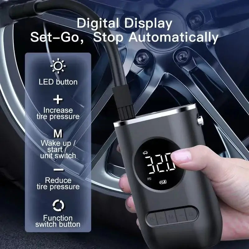 Mini Car Electric  Inflation Air Pump Portable Wireless Handheld Charging Digital Display Tire Pump For Car Motorcycle Bike Ball