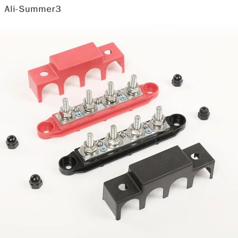 1 Set Positive Negative M8 M10 Bus Bar Terminal Battery Power Distribution Block With Cover 12V 24V 48V 250A For Boat RV Truck
