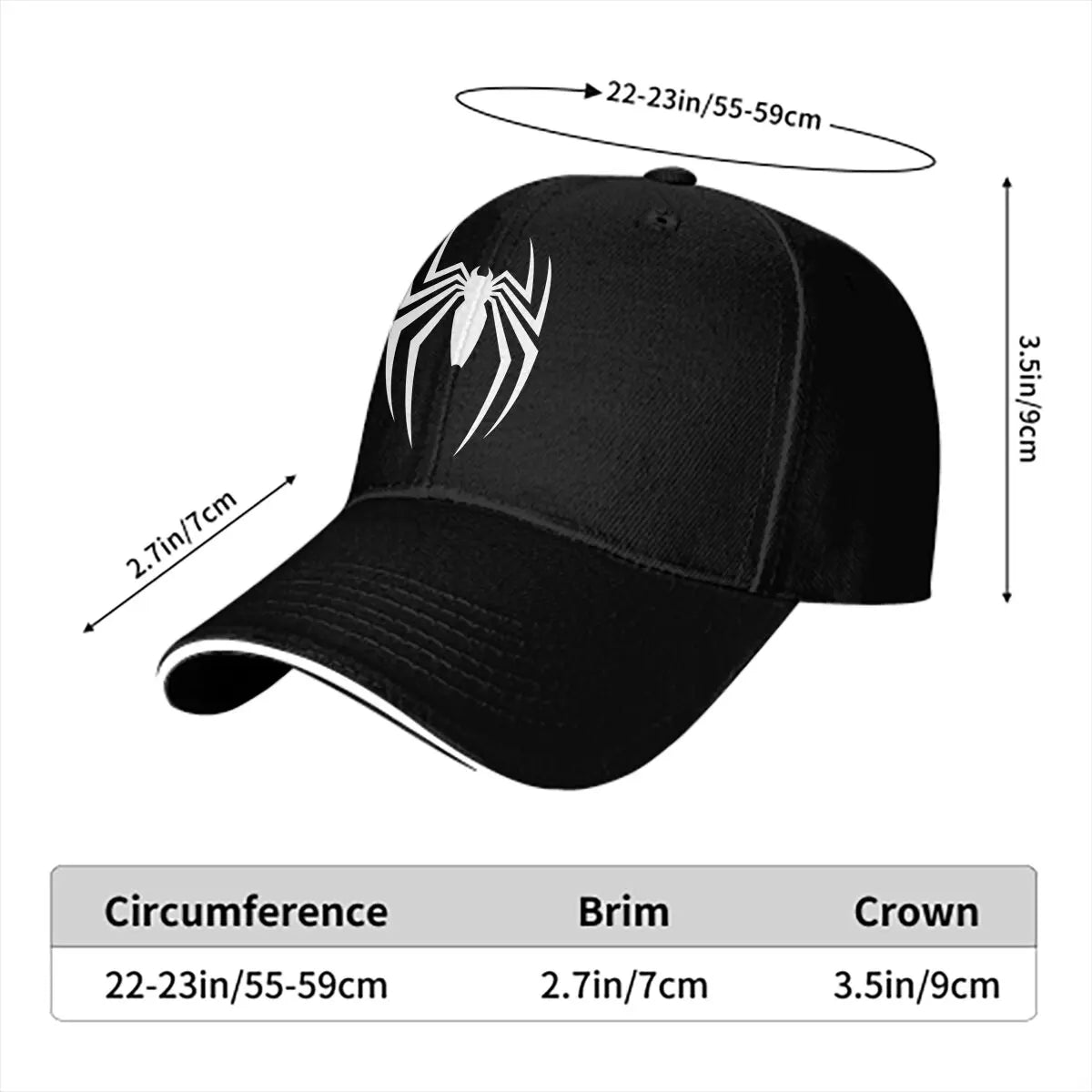 Washed Men's Baseball Cap White Spider Essential Trucker Snapback Caps Dad Hat Spiders Golf Hats