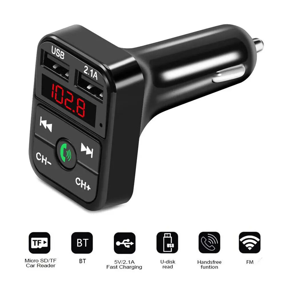 FM Transmitter Bluetooth Car 3.1A Dual USB Port+Type-C Charge Handsfree Call Wireless Aux Audio Radio Modulator MP3 Player ﻿