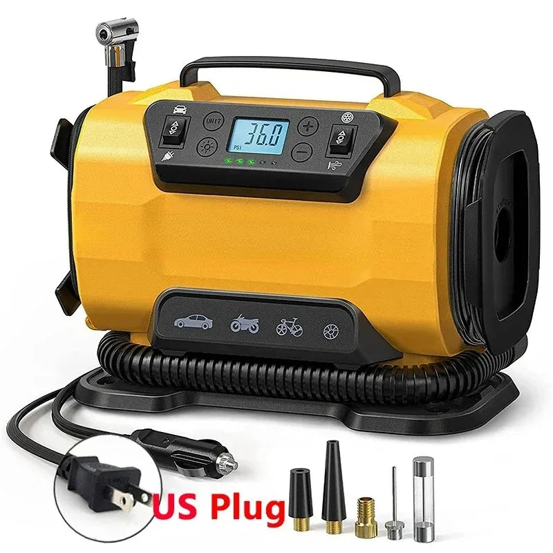 Air Compressor Portable Dual Power 110V-230V AC/DC Air Car Compressor Inflator Pump Tire Inflator for Car Boat Bicycle Mattress