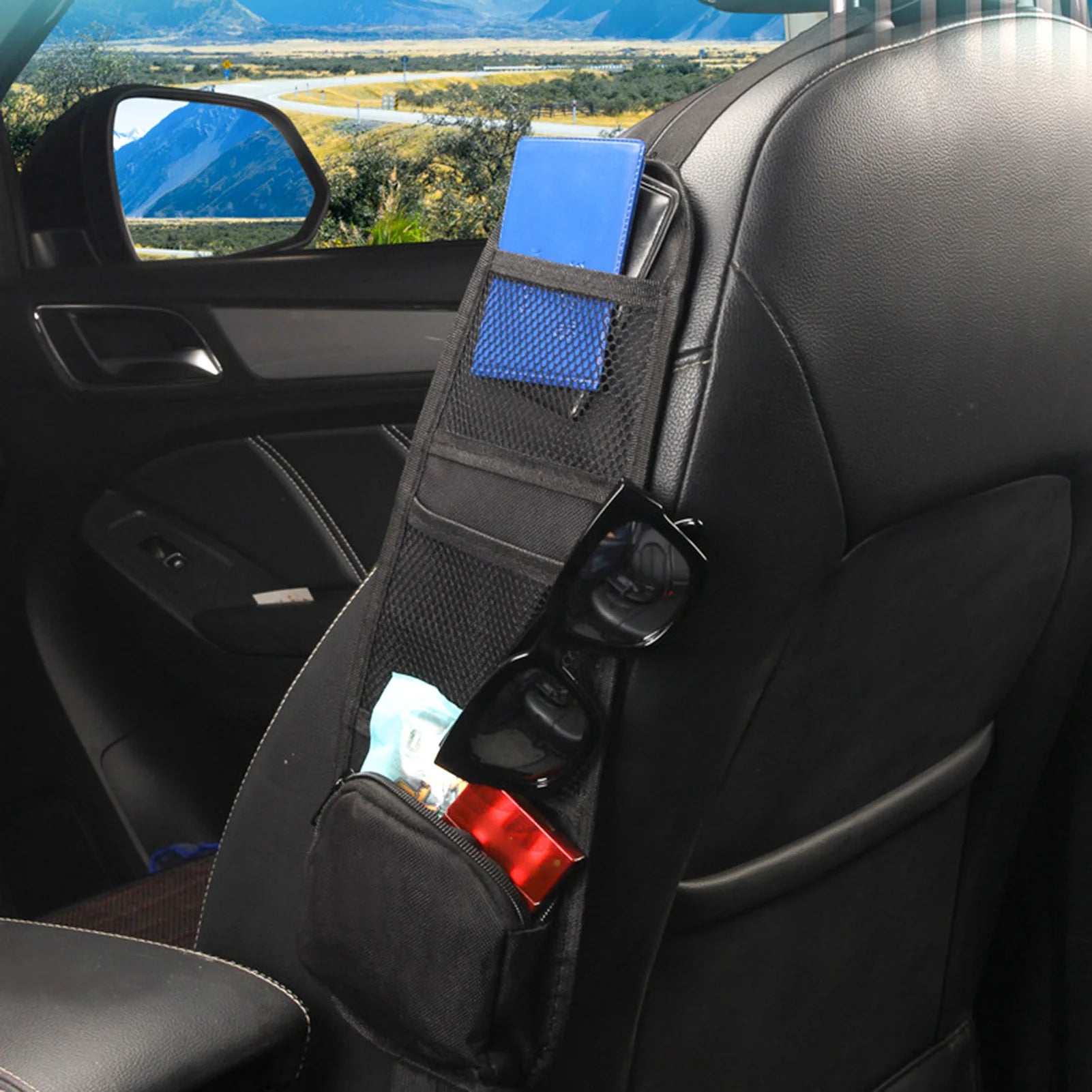 Universal Car Seat Side Organizer Multi-Pocket Automotive Front Seat Organizer for Cars SUV & Truck