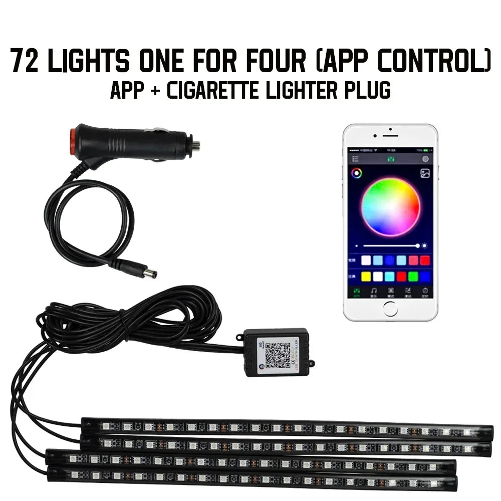 Car Interior Led Strip Lights for Auto RGB Light Kit with APP/Remote Control Environmental Lights Car Interior Decorations Light