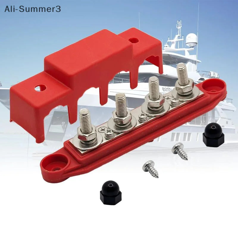 1 Set Positive Negative M8 M10 Bus Bar Terminal Battery Power Distribution Block With Cover 12V 24V 48V 250A For Boat RV Truck