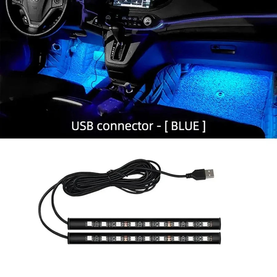 LED Car Interior Ambient Light 18 LEDs USB Footwell Light Neon Auto Seat Floor Decorative Atmosphere Interior Trim Strips Lamp