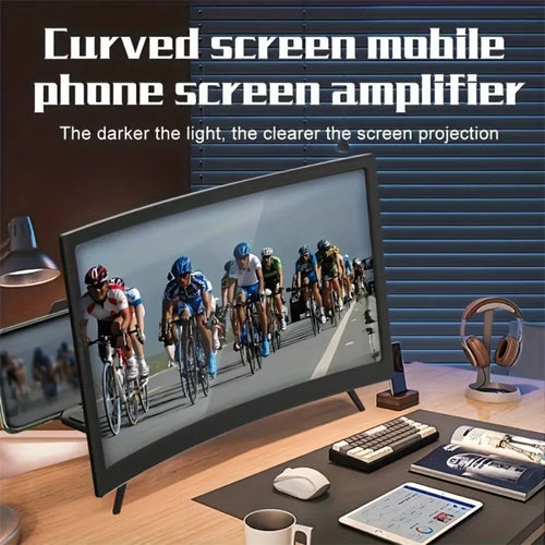 12 Inch Large Screen 3D HD Amplifier Curved Screen Mobile Phone Screen Magnifier Smartphone Video Amplifier Stand Holder