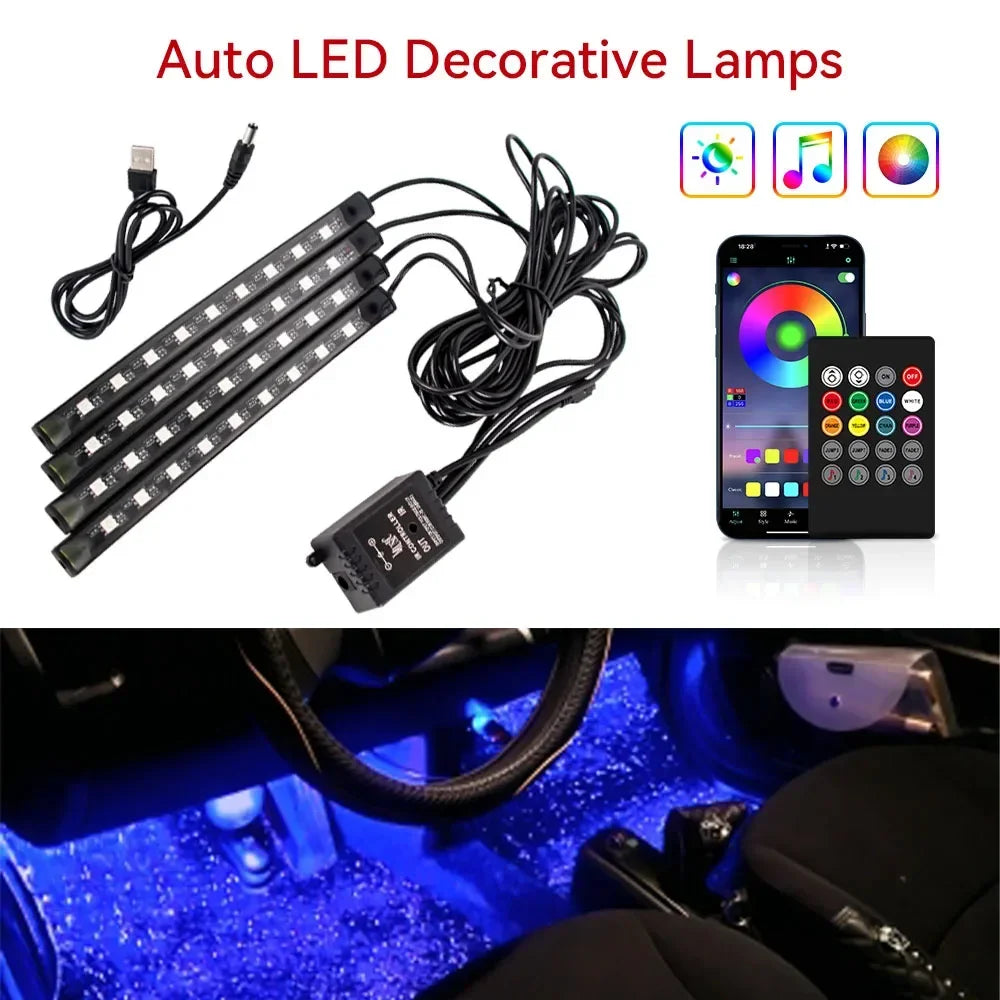 Car Interior Led Strip Lights for Auto RGB Light Kit with APP/Remote Control Environmental Lights Car Interior Decorations Light