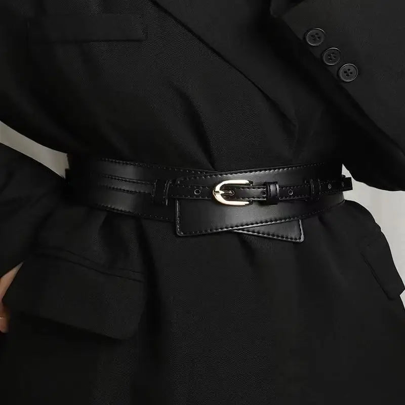 Autumn and winter women's waist cincher accessory, matches skirts, waist-shaping magic down coat, wide waist belt, women's black