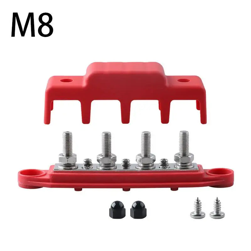 1 Set Positive Negative M8 M10 Bus Bar Terminal Battery Power Distribution Block With Cover 12V 24V 48V 250A For Boat RV Truck